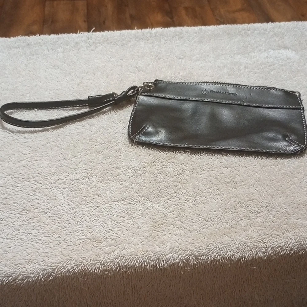 Franklin Covey Black Leather Wristlet Clutch
